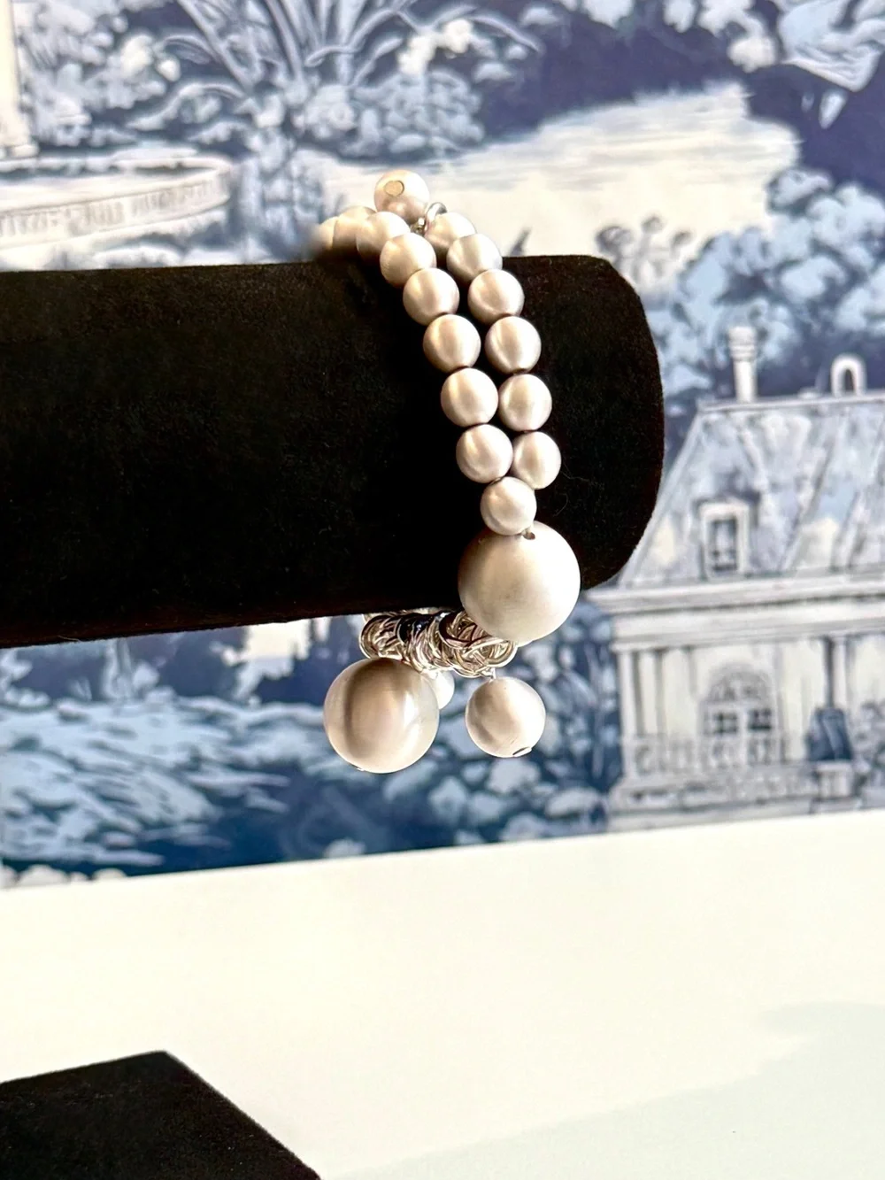 CHICO’S Silver Bauble Charm Multi Strand Stretch Bracelet NWT